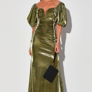 You're Worth It Gold Metallic Puff Sleeve Mermaid